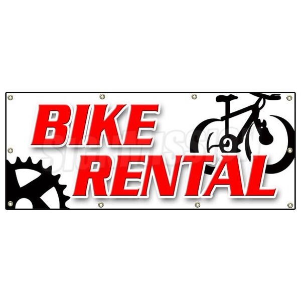 BIKE RENTAL BANNER SIGN bicycle shop repair rent scooter cycle